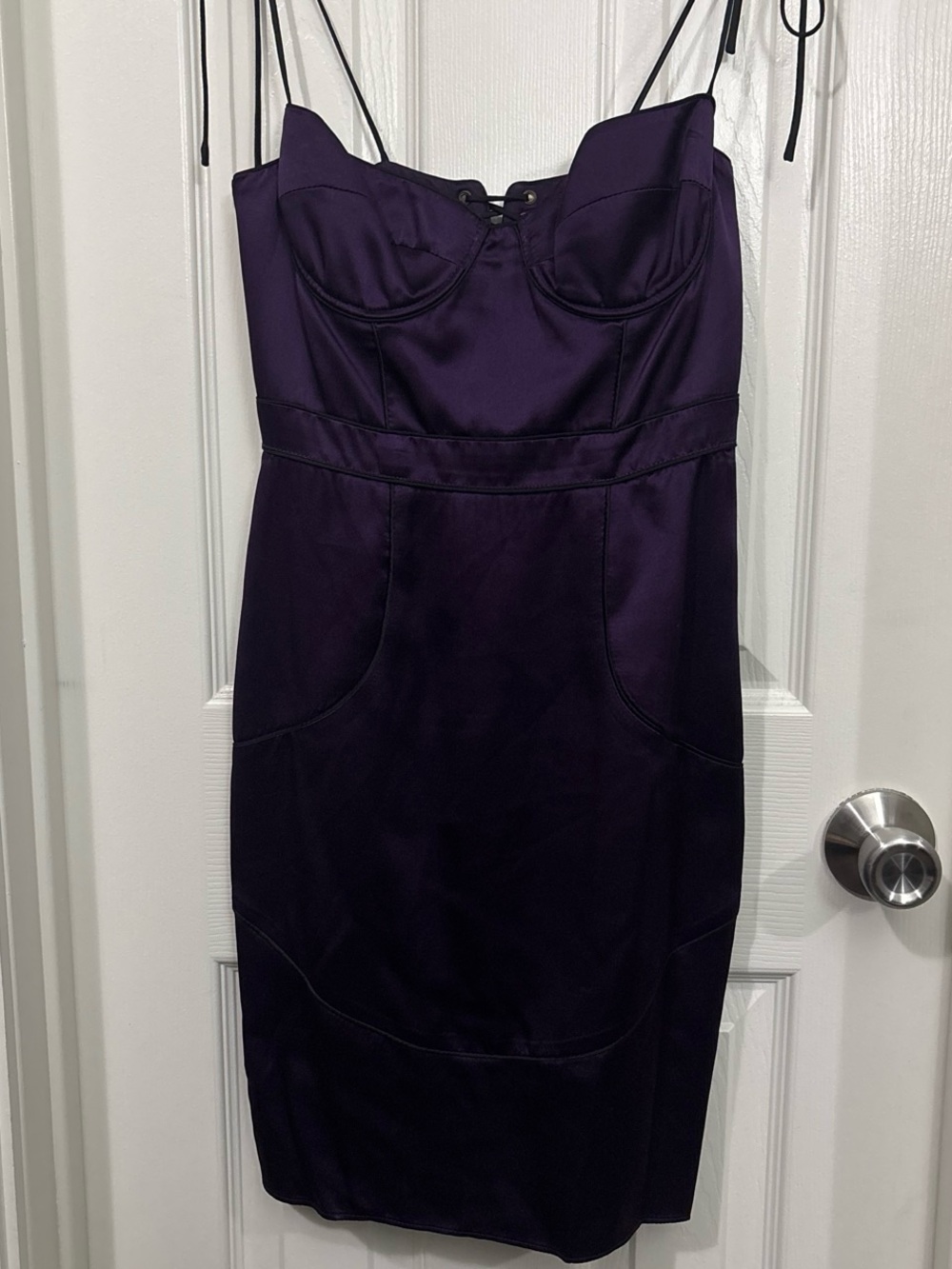 Satin Bustier Mini Dress in Deep Purple